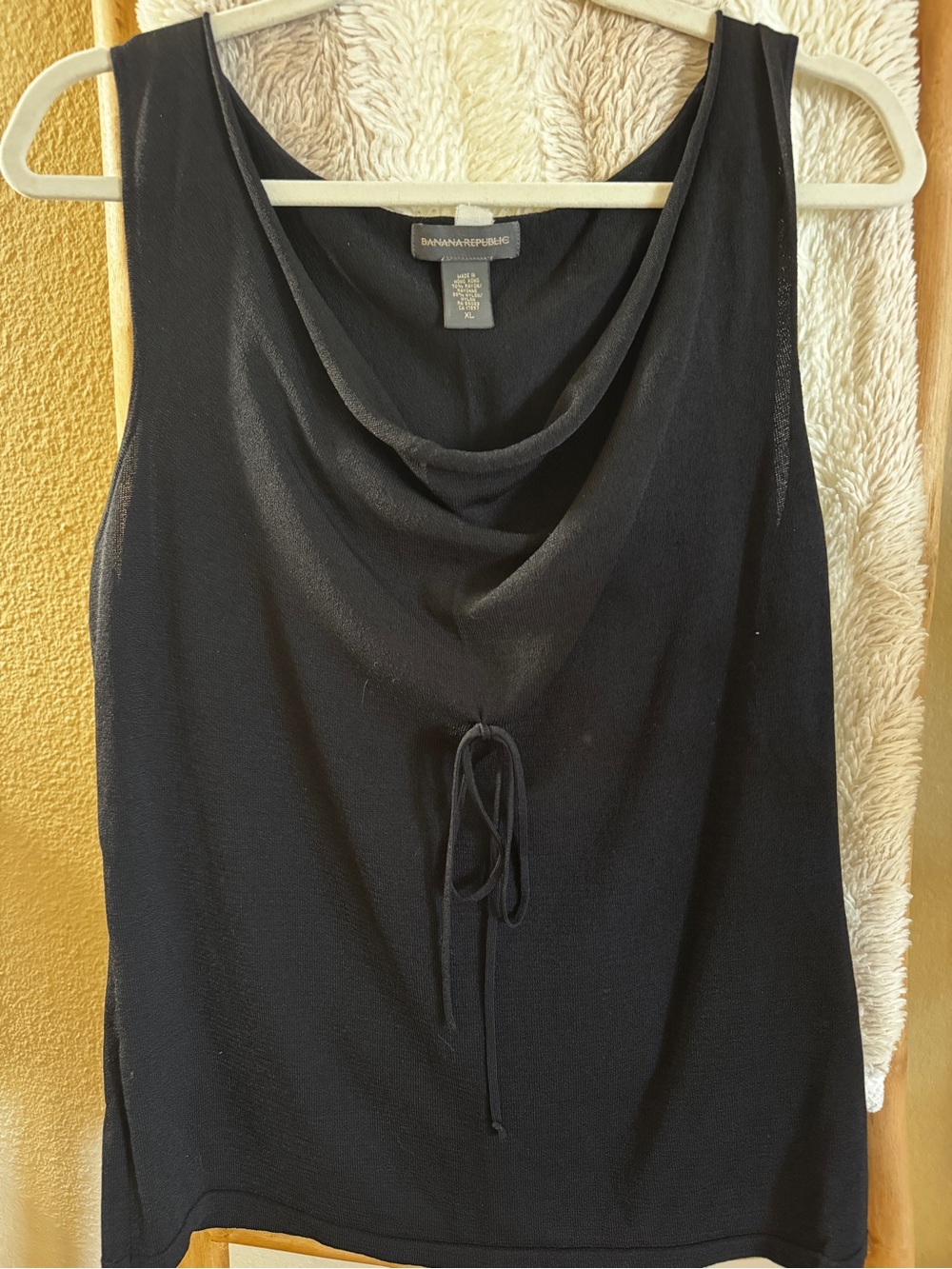 Banana Republic Black Cowl-Neck Tank with Front Tie